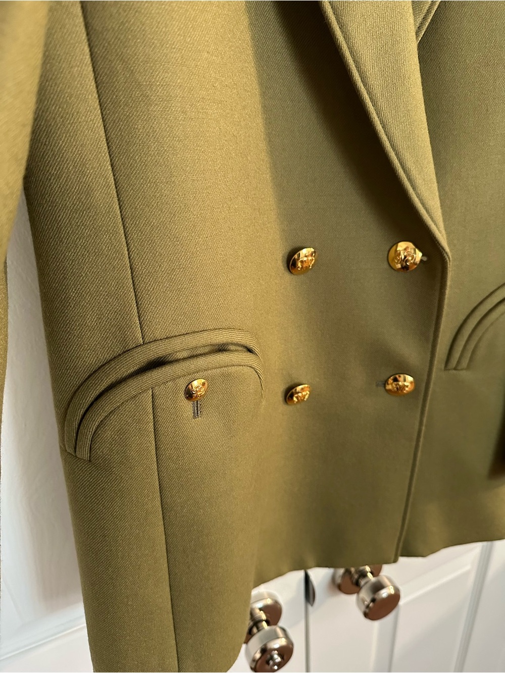 Blaze Milano Gold-Button Olive Double-Breasted Women's Blazer - Picture 3 of 7